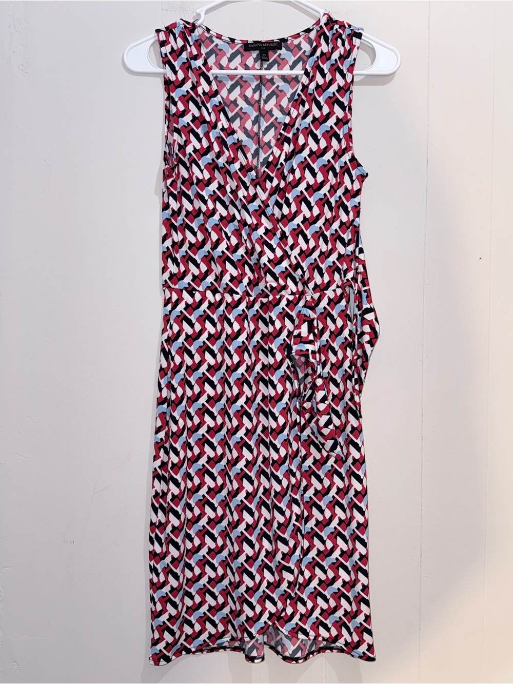Banana Republic Geometric Faux-Wrap V-Neck Sheath Dress Size XS EUC